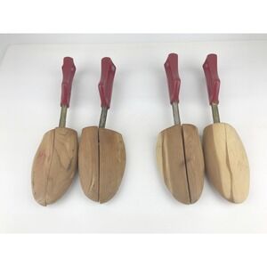 Lot of 2 Pair VTG Florsheim Cedar Wood Shoe Trees Keepers Shapers Stretchers
